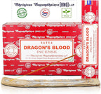 Satya Dragon Blood Incense Sticks, Satya Bng (Bangalore) Insenses 15gmx12 Pack with Raajsee Incense Holder Bundle, Satya Nag Champa Natural Incense