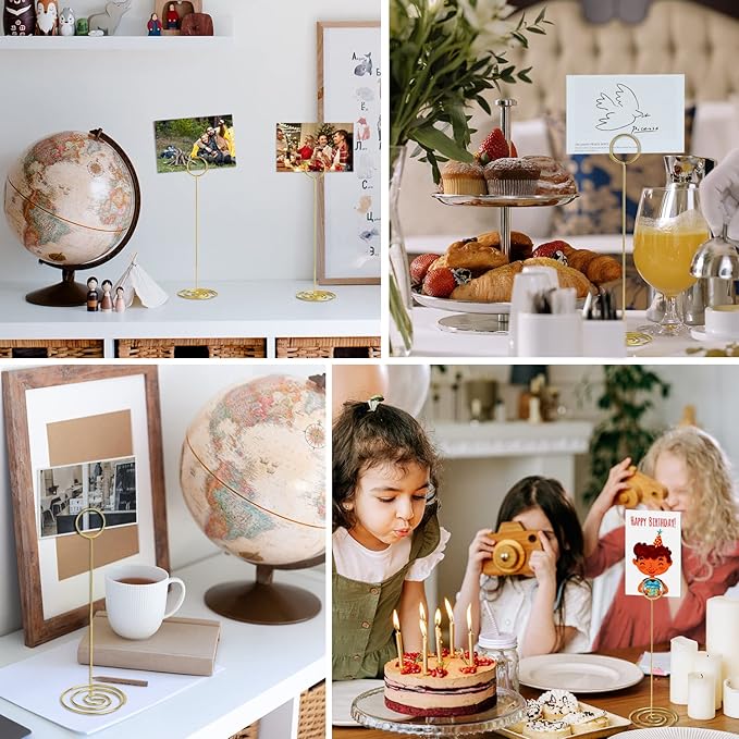 Table Number Holders 10Pcs - 8.75 inch Tall Table Number Stands Place Card Holder for Wedding Party Graduation Reception Restaurant Home Photo Picture Office Memo (Gold, 8.75")