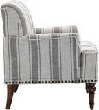 UIXE Stripe Accent Chair Arm Chair, Modern Nailhead Trim Club Armchair with Wood Legs, Comfy Living Room Single Sofa Reading Seat Bedroom Side Seating for Home Office, Gray