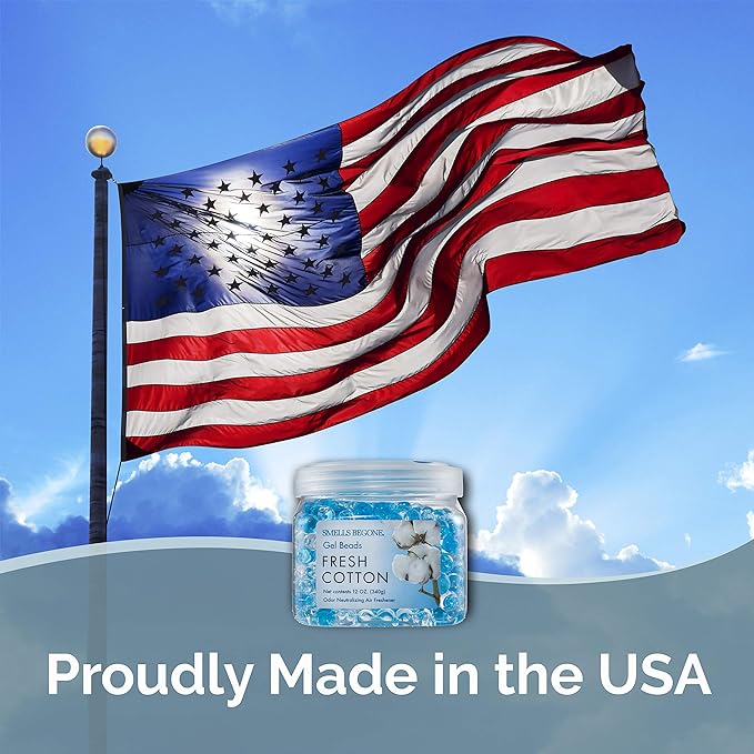 SMELLS BEGONE Odor Eliminator Gel Beads - 12 oz, Pack of 2 - Eliminates Odor in Bathrooms, Cars, Boats, RVs & Pet Areas - Air Freshener - Made with Essential Oils - Fresh Cotton Scent