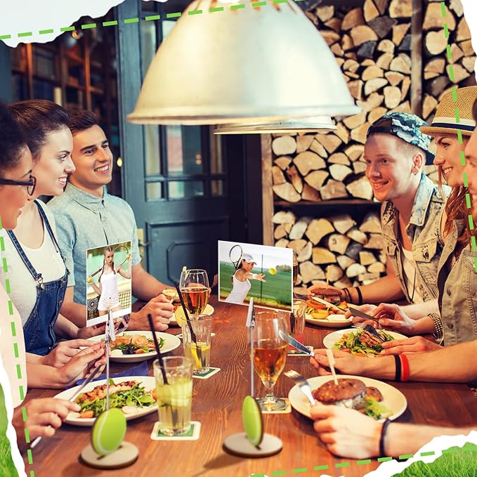 20 Pcs Base Memo Clip Holder Table Number Card Place Holders Stand Note Paper Clip Centerpieces for Table Party Favors Photo Stand Events Decoration (Tennis)