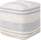 REDEARTH · Tufted Pouf Ottoman with Filler Textured Storage Cube Bean Bag Pouffe Footrest for Living Room, Bedroom, Nursery, Kidsroom; 100% Cotton (17.5"X17.5"X17.5", Melange Delight Gray)