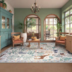 OJIA Jungle Living Room Rug 9x12 Washable Rugs for Bedroom, Ultra-Thin Modern Beige Non-Shedding Large Area Rug Playroom Rug Non-Slip Stain Resistant Accent Carpet for Kids Room Dining