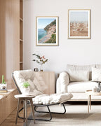 HesenDot Natural OAK Wood Framed Italian Positano Beach Wall Art,12x16in Amalfi Coast Canvas Wall Print,Summer Coastal Landscape Poster Wall Decor for Living Room,Bedroom,Office Gallery Set of 1