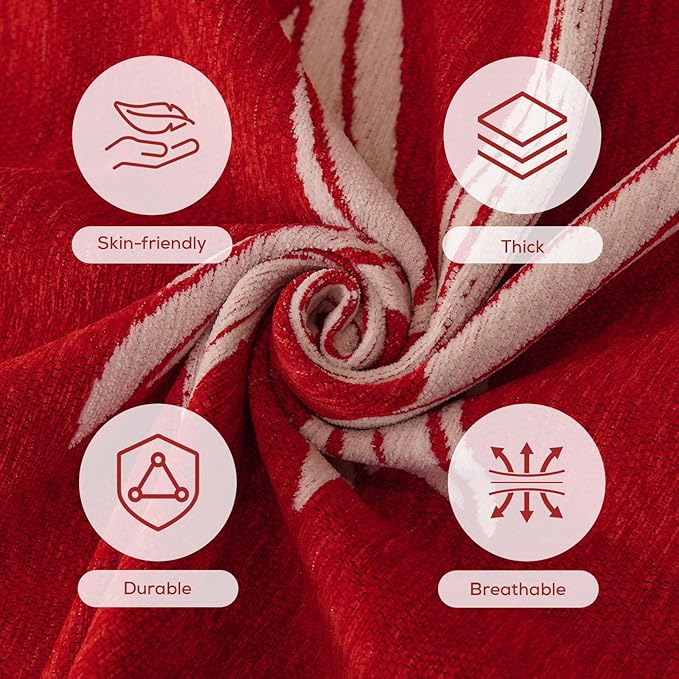 Chenille Armchair Sofa Slipcover Washable Furniture Protector Recliner Couch Cover 1-Piece Cushion Stain Resistant Chair Cover Soft Breathable Couch Cover Blanket, Red Bow 71"x 118"