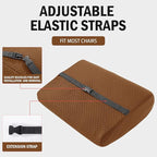 MABOZOO Memory Foam Back Support Cushion for Recliner Chair,Lumbar Support Pillow for Elderly,Extra Large Lumbar Support Pillow with Extension Straps,Coffee