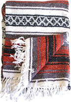 Del Mex Classic Mexican Blanket, Large Authentic Woven Falsa Throw (70"x50"), Artisan Southwest Décor for Beach, Yoga, Outdoors (Terracotta)