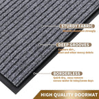 Yimobra Front Door Mat Outdoor Indoor Entrance, 100% Waterproof All-Season All Weather Doormat, Welcome Matt Outside Entry, Non Slip, Low Profile, Heavy Duty Patio Porch Floor Mats,47 x 32,Gray White