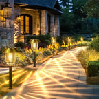 Solar Lights Outdoor Waterproof,6 Pack Gold Solar Pathway Lights with 10-40 LM Dimmable Glass and Metal, Solar Powered Garden Fall Decor for Yard,Patio,Pathway,Driveway(Warm White)