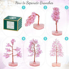 Crocon Rose Quartz Heart Shape Base Crystal Tree Gifts for Women, Healing Crystals Tree of Life Present Crystal Feng Shui Bonsai Trees for Positive Energy Good Luck Home & Office Decoration Gifts