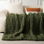 Ultra Soft Chunky Knit Blanket Throw -50x70 Hand Knitted Warm Chenille Throw Blanket, Home Decor Soft Thick Yarn Cable Knit Blanket Breathable Fleece Banket Christmas for Couch Bed Sofa Best GIF
