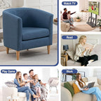 Accent Barrel Chair, Modern Comfy Living Room Chairs with Armrest Small Reading Chair with Cozy Soft Padded for Bedroom Reception Room Cafe,Blue