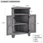 Corner Bathroom Cabinet, Farmhouse Small Corner Cabinet with Barn Door & Adjustable Shelf, Storage Cabinets for Bathroom, Kitchen, Living Room, Grey Wash