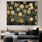 SIGNWIN 46"x60" Extra Large Framed Wall Art Whimsical Dandelion Field in Yellow and Green, Playful Botanical Print for Home Living Room Bedroom Decor (Frame Assembly Required)