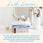 Lush Linen Scented Candle, Many Scents to Choose from, All Natural Non-Toxic Soy Wax, Handmade in The USA(Lush Linen)