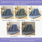 Bigacogo Chunky Knit Throw Blanket for Couch, 51x63 inches, 100% Hand Knitted with Thick Jumbo Chenille Yarn, Cozy Soft Large Rope Knot Cable Crochet Blankets for Sofa Bed Living Room, Cold Sea Blue