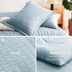 CozyLux Queen Comforter Set Light Blue Seersucker 7 Pieces Bed in a Bag Queen Comforter Set with Sheets Luxury Soft Bedding Set with Down Alternative Comforter, Sheets, Pillowcases & Shams All Seasons
