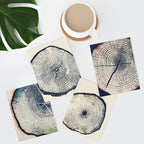 SIGNWIN Adhesive Canvas Poster Blue & White Overexposed Wood Tree Ring Nature Wilderness Minimalism Digital Art Modern Art Decorative Zen Relax/Calm Multicolor for Bedroom - 8"x10"x 4