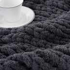 Battilo Chunky Knit Throw Blanket, Soft and Thick Chenille Throw Blanket, 50"x60" Handmade Cable Knit Crochet Blanket, Large Rope Knot Throw Blankets for Couch Sofa Bed Home Decor, Grey