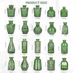 Glass Bud Vases Set of 20, Small Flower Vase in Bulk for Centerpieces, Mini Vintage Peacock Green Vases for Rustic Wedding Vintage Home Table Decor