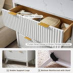 T4TREAM Fluted 3 Drawer Dresser, 32" Tall Modern Chest of Drawers with Faux Marble Top, Curved Profile Design, Wood Drawer Organizer for Bedroom, Living Room, Hallway, Entryway, Solid White