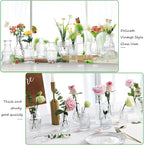 Glass Bud Vases -Set of 20 for Flowers, Small Clear Bud Vases in Bulk for Centerpieces Home Decor, Mini Glass Assorted for Rustic Wedding Floral Arrangements Home Table Decorations