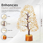 Crocon Citrine Gemstone Tree Feng Shui Figurine Money Bonsai Chakra Balancing Good Luck Prosperity Reiki Healing Crystals Decoration Ornament Sculpture Table Decor Gift Size 10-12"""