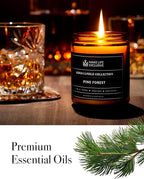 Scented Candles for Men | Pine & Cedar Scented | Wooden Wick, Long Lasting, Masculine Scents | Natural Soy Jar Candle for Home, Bachelor Pad Decor | The Perfect Mens Gift.