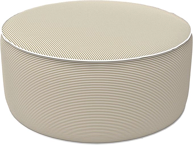 LVTXIII Inflatable Stool Ottoman Footrest with Handle, All Weather Foot Rest, Indoor or Outdoor Use for Home Patio Garden and Camping, D21 x H9, Stripe Beige