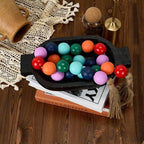 OMISHE 50" Long Extra Large Wood Bead Garland with 1.6" Diameter Wooden Beads and Tassels, Rustic Farmhouse Country Decorative Beads for Home Tiered Tray Decor, Colorful