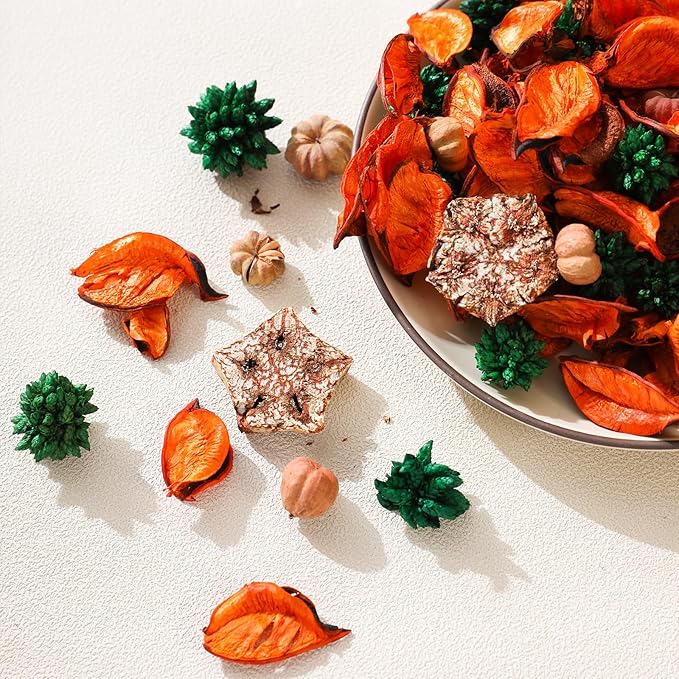 Fall Potpourri Bags, Oranges Scented Dried Flowers, Autumn Potpourri Bowl Vase Filler Decorative, Citrus Fragrance for Bathroom, Home Decor Fragrance Sachet Petal (Orange)