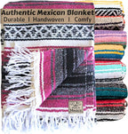 Del Mex Classic Mexican Blanket, Large Authentic Woven Falsa Throw (70"x50"), Artisan Southwest Décor for Beach, Yoga, Outdoors (Hot Pink/Fuchsia)