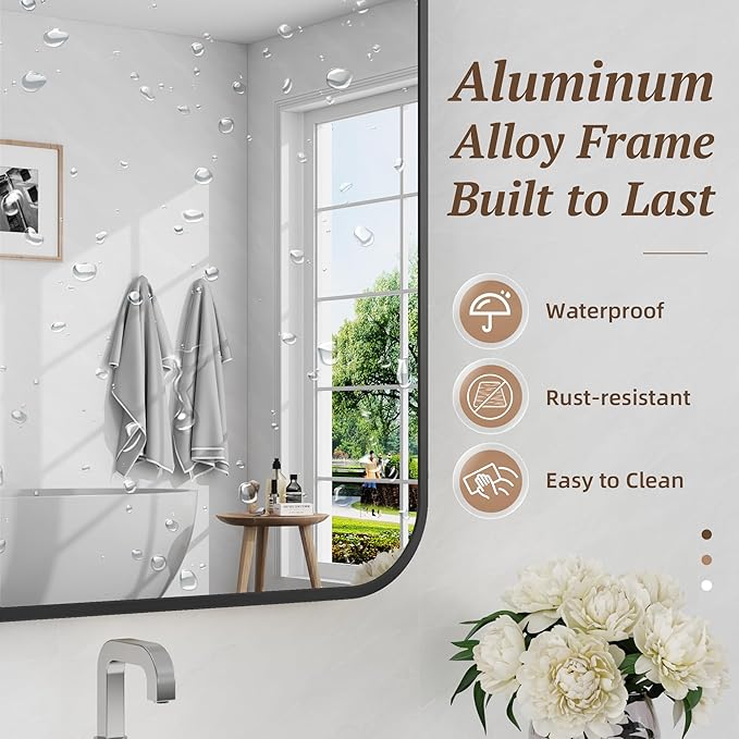 Bathroom Mirror 72" x 30", Large Rectangle Wall Mirror, Black Metal Frame Wall Mounted Mirrors for Bathroom, Vanity, Bedroom, Entryway Decor(Horizontal/Vertical)