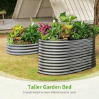 Land Guard 6x3x3ft Oval Galvanized Raised Garden Beds, Large-Capacity Metal Planter Box Outdoor, Durable Deep Raised Garden Bed 3ft Tall, Raised Beds for Gardening Vegetables, Modern Gray