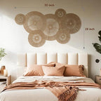 Mokof 7 Pack Boho Wall Decor Round Baskets Set (Small 7" to Largest 17") - Handwoven Large Wall Hanging Art for Bedroom, Living Room, Home Office