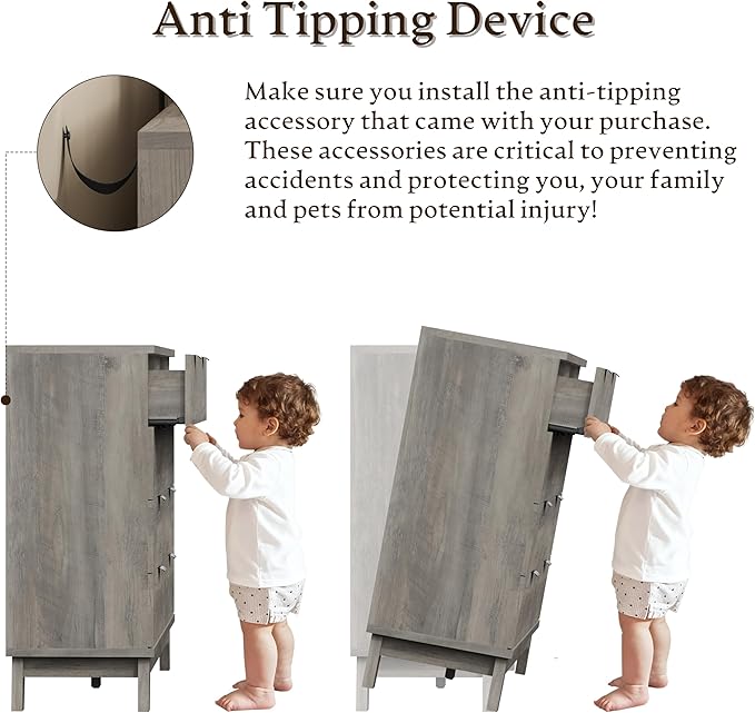 53" Tall Dresser for Bedroom, 8-Drawer Fluted Chest of Drawers, Modern Wood Highboy with Metal Slides and Handles, Anti-Tip Kit, Vertical Clothes Storage Organizer for Apartment, Closet