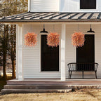 Artificial Faux Mums Fall Flowers for Outdoor Autumn Decoration,2 PCS Fake Silk Daisy Flowers Plant Eucalyptus Leaves Realistic UV Resistant for Front Porch Patio Balcony Yard Home Decor(Orange Brown)