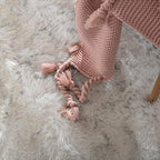 Goolela Round Fluffy Rug Circle Faux Sheepskin Fur Rug 3ft for Bedroom Living Room Fuzzy Furry Small Decor Washable White with Grey Tips