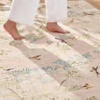 jinchan Botanical Birds 6x9 Beige Area Rugs for Living Room Washable Non Slip Soft Nature Plants Modern Kids Carpet Vintage Ultra Thin Low Pile Indoor Rug for Bedroom Dining Room Nursery Playroom