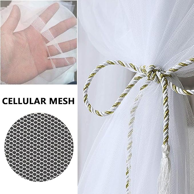 Bed Canopy, Canopy Bed Curtains Bed Drapes for Full Queen King Size Bed Mosquito Net Bed Canopy Curtains for Patio Indoor Outdoor Room Decor Screen Netting Canopy Curtains White