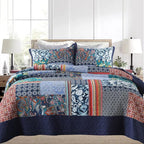 Yvooxny California King Quilt Set Reversible Lightweight Bohemian Paisley Patchwork Cotton Quilted Bedspread Coverlet Set 3-Piece Quilt Set with Pillowcases for All Seasons, 118 x 110 Inches