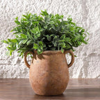 Ceramic Flower Vase Home Decor - 7.1 Inch Rust Table Flowers Vases Living Room Bedroom Plant Decorations Modern Farmhouse Vintage for Kitchen Shelf Office Coffee Dining Desk House Women