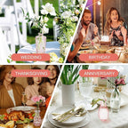 BEAHOT 22 Pack Pink Flower Vase in Bulk,Mini Vintage Glass Bud Vases for Centerpieces,Wedding Decor,Party & Home Decaration,Mother's Day (Pink)