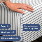 Cal King Sheets Set 6 Piece - Includes 4 Pillowcases - Bed Sheets Cal King Size - Soft Hotel Luxury Bedding - Cooling & Breathable - 1 Flat & 1 Fitted & 4 Pillowcases w/ Deep Pockets - Grey Stripes