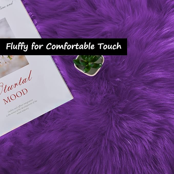 Goolela Purple Carpet 3x5 Rug Fluffy Rug Washable Furry Rug Faux Fur Rug for Living Room Plush Shag Rug for Bedroom Dorm Floor Soft Rug Home Decor Rectangle