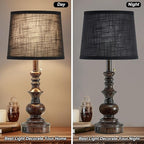 22'' Bedside Lamps for Bedroom Set of 2 Rustic Farmhouse Nightstand Lamps with USB A+C Charging Ports Traditional Table Lamps for Living Room Office, Wooden Finish, Black, Bulbs Not Include