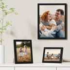 Vittanly 11x14 Picture Frames Set of 9, Shatter Resistant Plexiglass, Display 8x10 Pictures with Mat or 11x14 without Mat, Photo Frames for Wall or Tabletop, Engineered Wood, Black