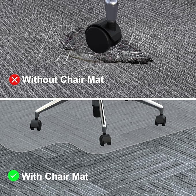 Heavy Duty Office Chair Mat for Carpet 45"x54" PVC Material Chair Mat for Carpeted Floor Slip Resistant Carpet Protector for Home Office Easy Glide Desk Floor Mat for Office Chair on Carpets(Clear)