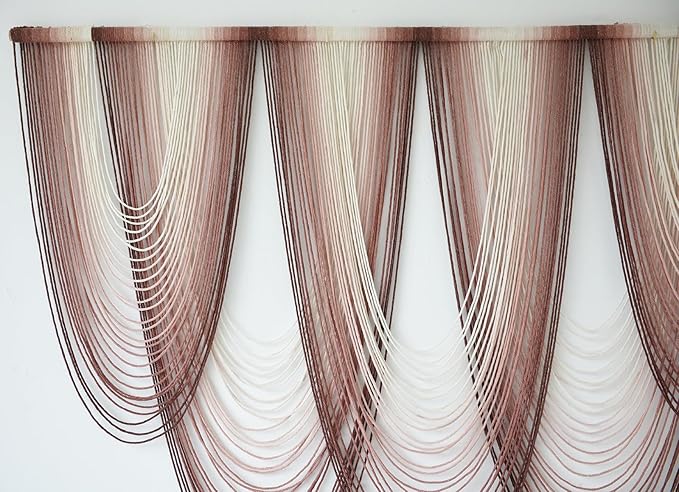 IOWER Macrame Wall Hanging Pink Dip-Dyed Large Macrame Wall Decor For Living Room Boho Fiber Art 57" W x 41" L