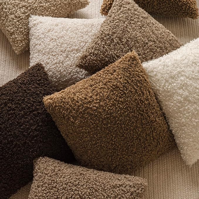 Foindtower 2 Pieces 24x24 Inch Dark Bronze, Faux Fur Throw Pillow Cover Accent Sherpa Furry Pillow Covers Fuzzy Soft Pillowcases Cozy Sheepskin Decorative Fleece Cushion Case for Bed Couch Living Room